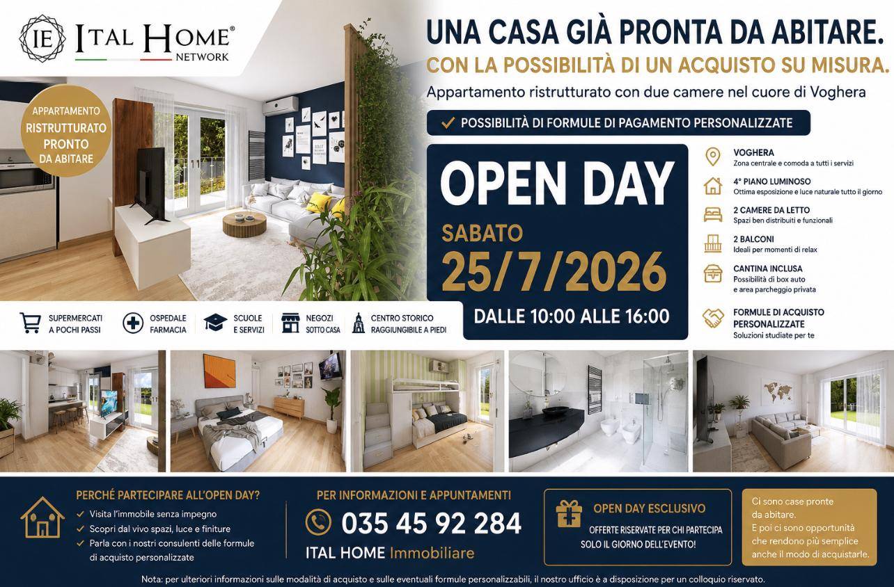 # **UNA CASA PRONTA DA ABITARE. E UN MODO PIÙ FLESSIBILE PER ACQUISTARLA.**
## **Appartamento completamente ristrutturato con due camere nel cuore di Voghera**